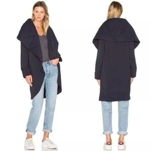 YOUNG FABULOUS & BROKE Sandrine Quilted Coat Draped Shawl Small/Med Gray $249